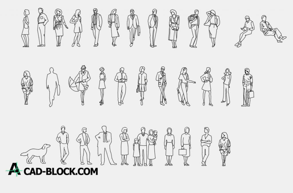 Block human figures dwg