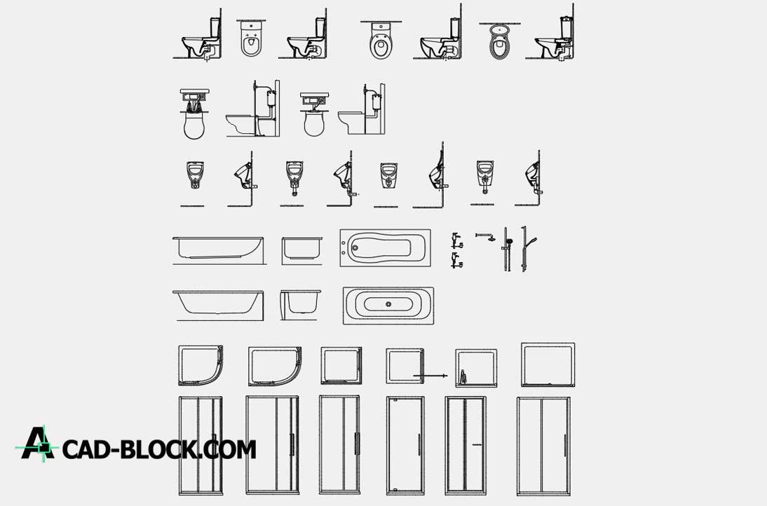 CAD Bathroom Detail Blocks DWG - Free CAD Blocks