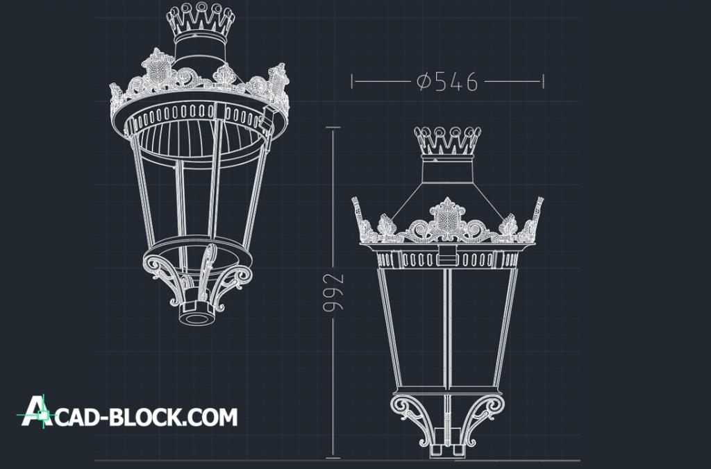 2D street lighting lantern dwg