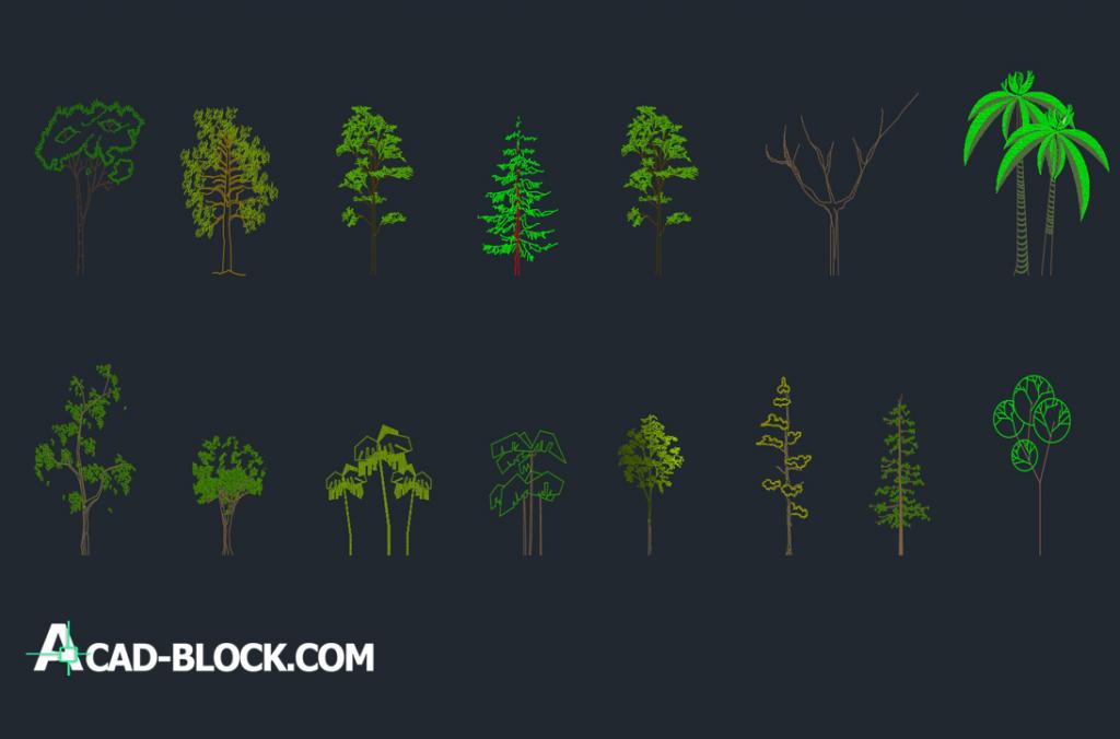 autocad 2d tree blocks free download dwg