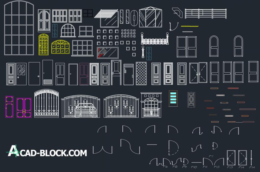 Doors 2d and 3d dwg cad blocks