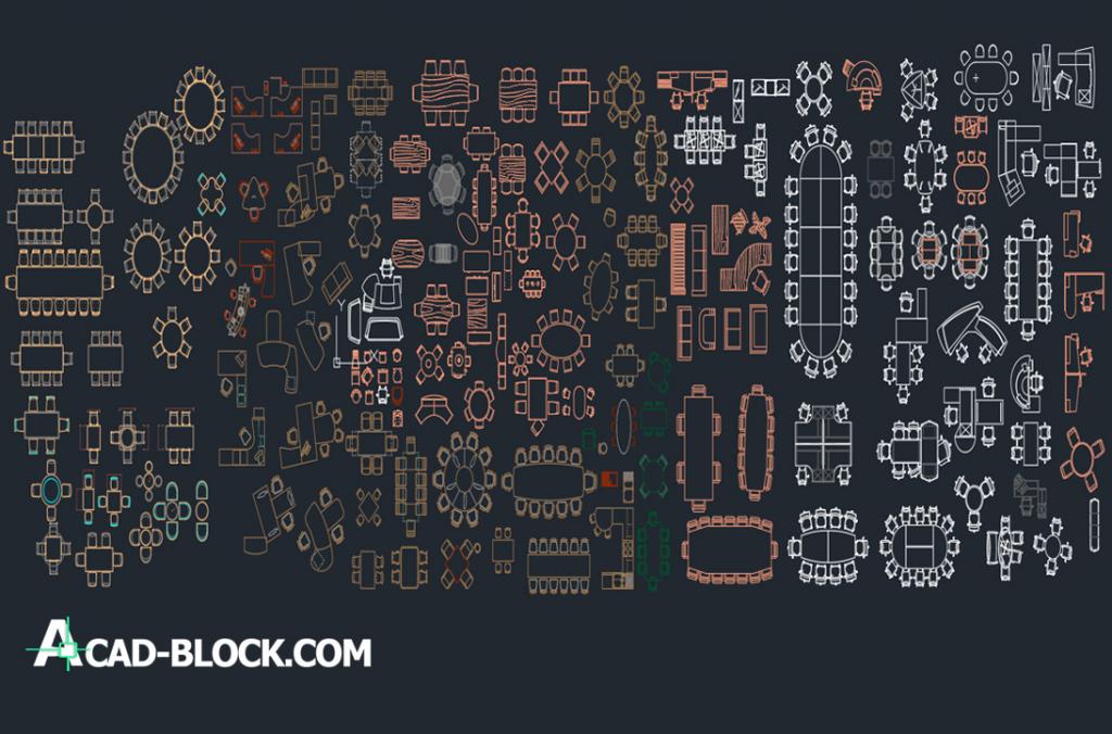 Furniture tables and chairs dwg cad