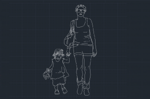 Mother and son dwg cad block