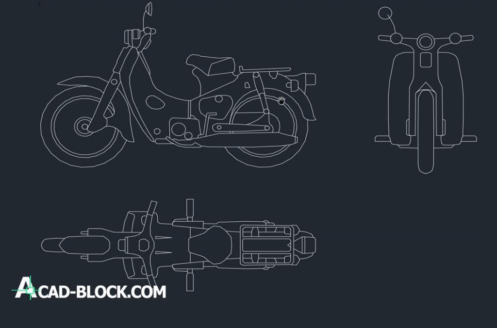 Motorcycle drawing Motoneta cad dwg