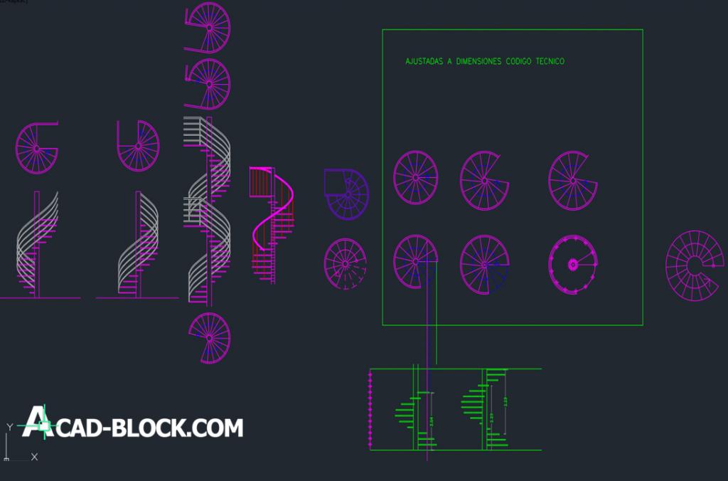 Spiral stair views dwg