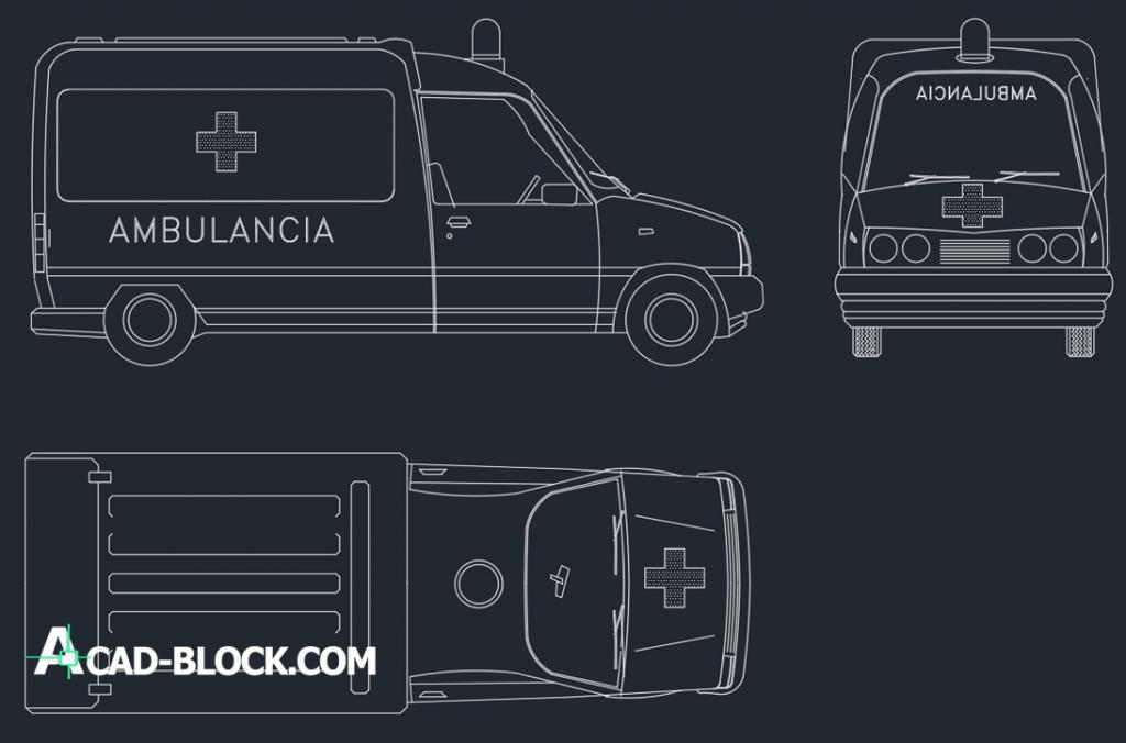 Ambulance DWG - Free cad block, CAD model, AutoCAD blocks