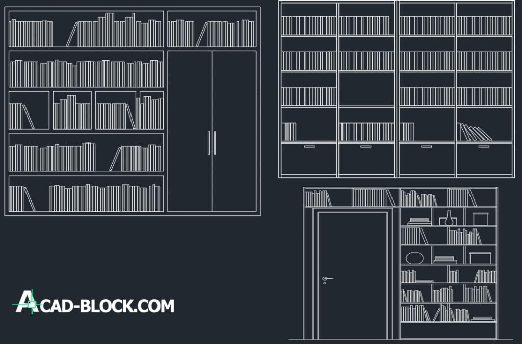 Cad Bookcases Dwg Free Cad Blocks 7890