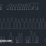 copas y botellas CAD drawing
