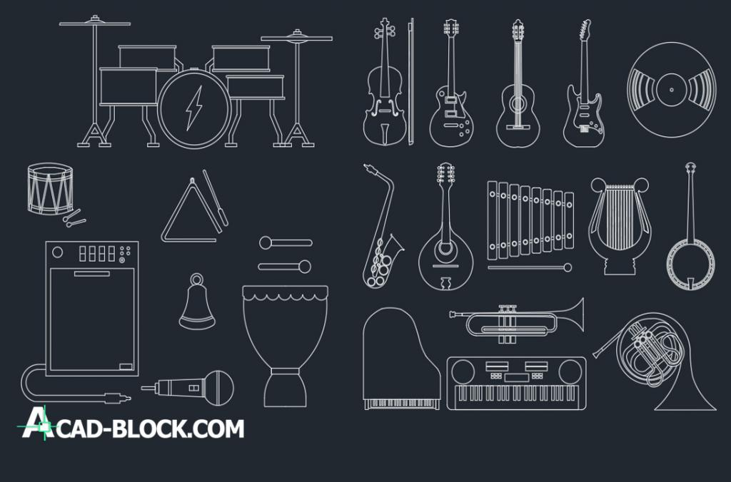 Music instruments dwg