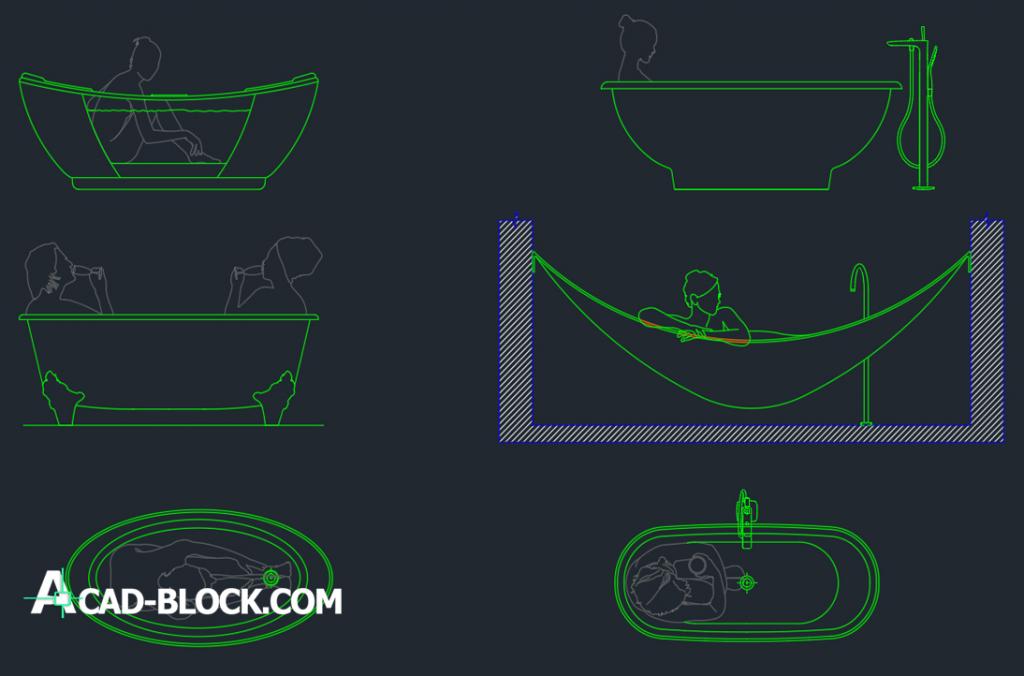 People in Bathtub autocad dwg