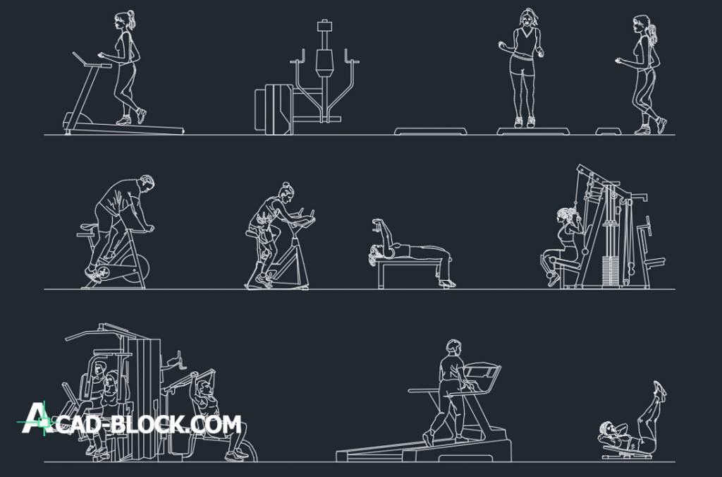 People in gym dwg autocad