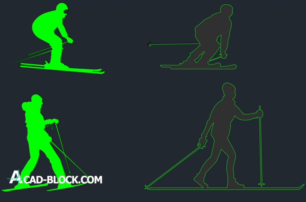 People skiing dwg autocad