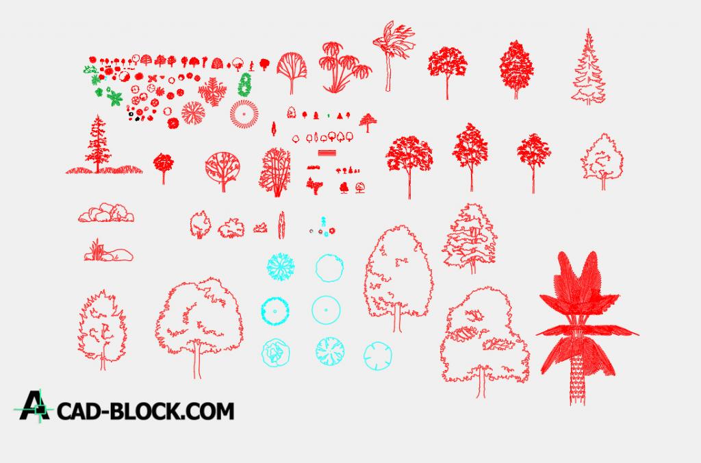 Many trees dwg autocad