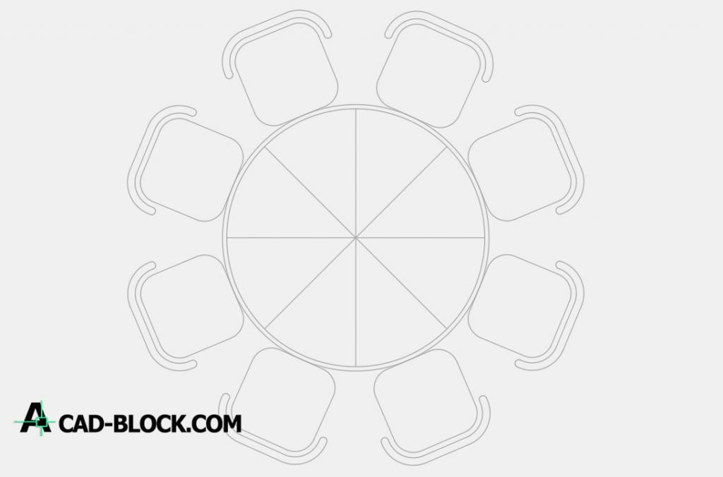 Round table 2d dwg autocad