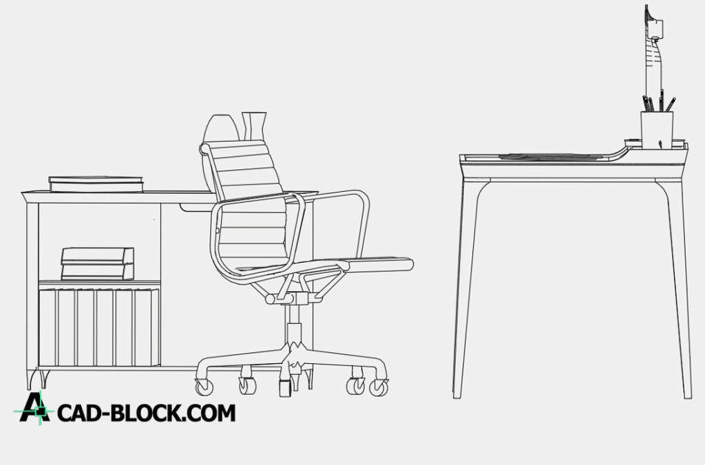 Office Desk Elevation Cad Block