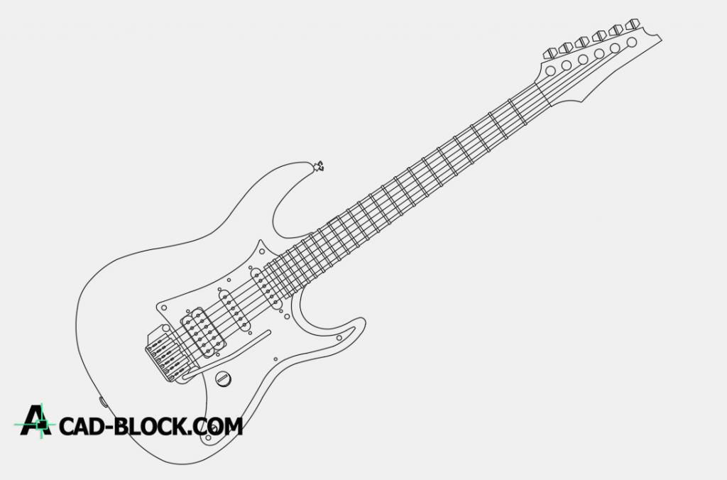 Electric guitar dwg cad