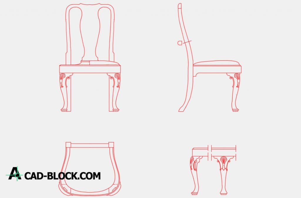 Cad Queen Anne Style Chair Dwg Free Cad Blocks