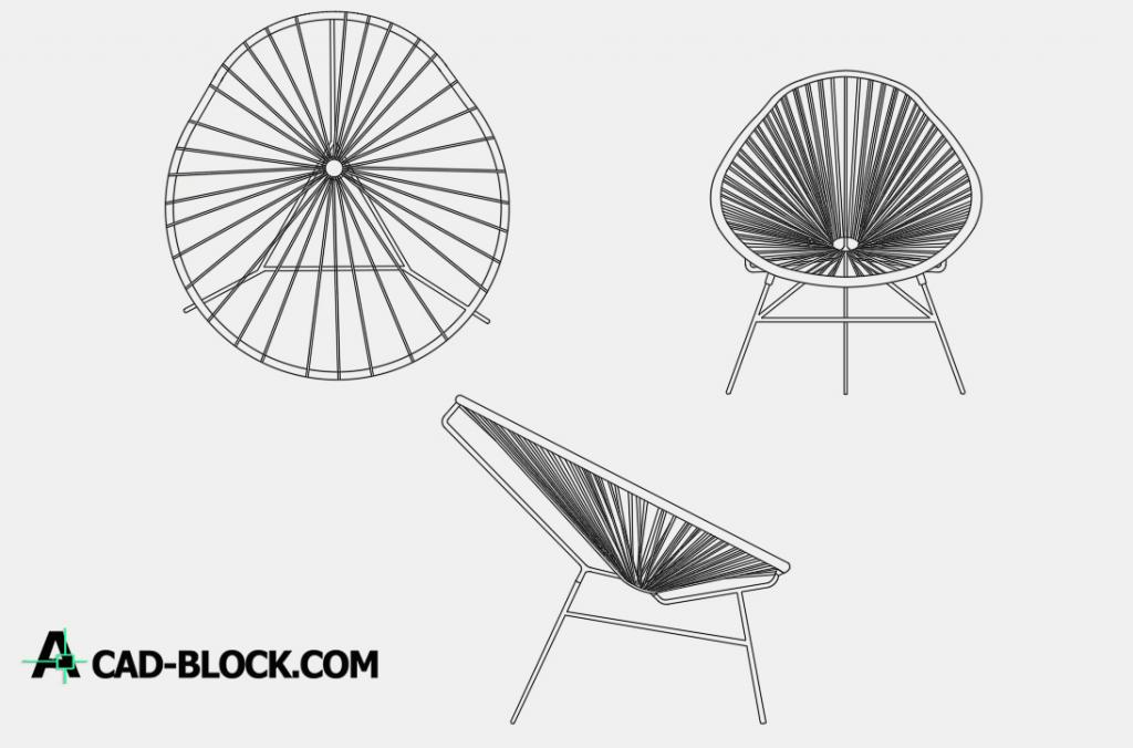 Cad Silla Acapulco Chair Dwg Free, Outdoor Seating Furniture Cad Blocks Free