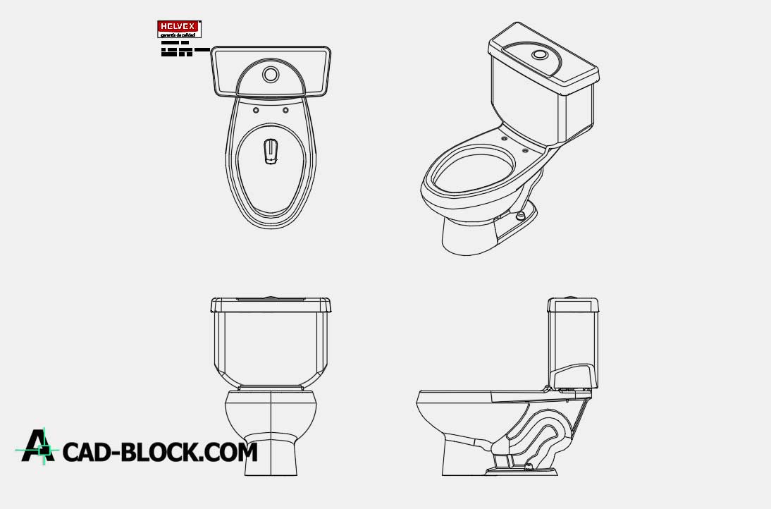 CAD Toilet Helvex brand DWG - Free CAD Blocks