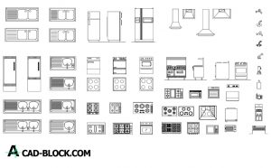 Free Blocks artifacts for kitchen dwg for Autocad