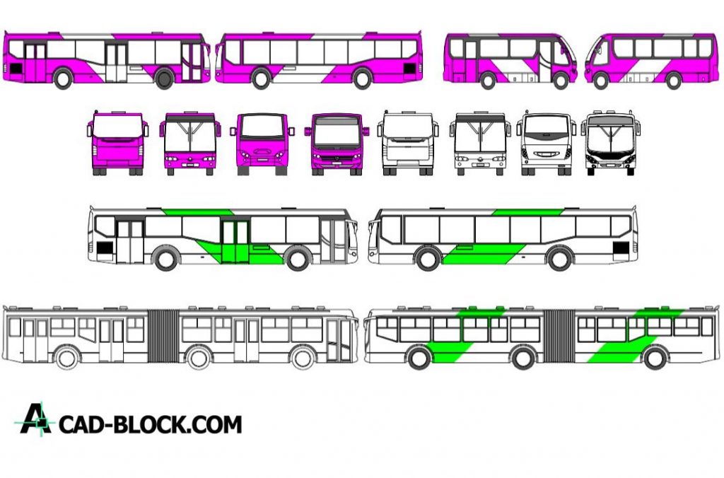 Free Bus CAD dwg in Autocad 2D