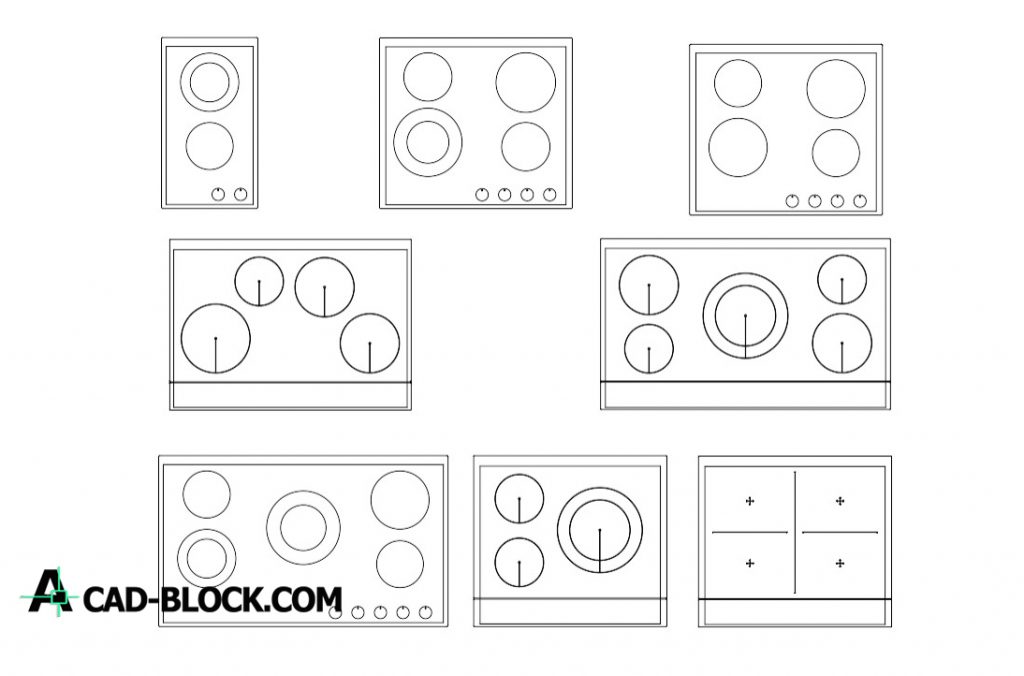 Electric Cooktops dwg in Autocad