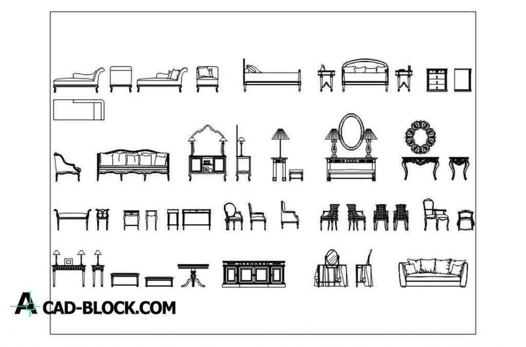 Autocad 2D DWG Furniture Block Drawings Templates Home Decor -  Portugal