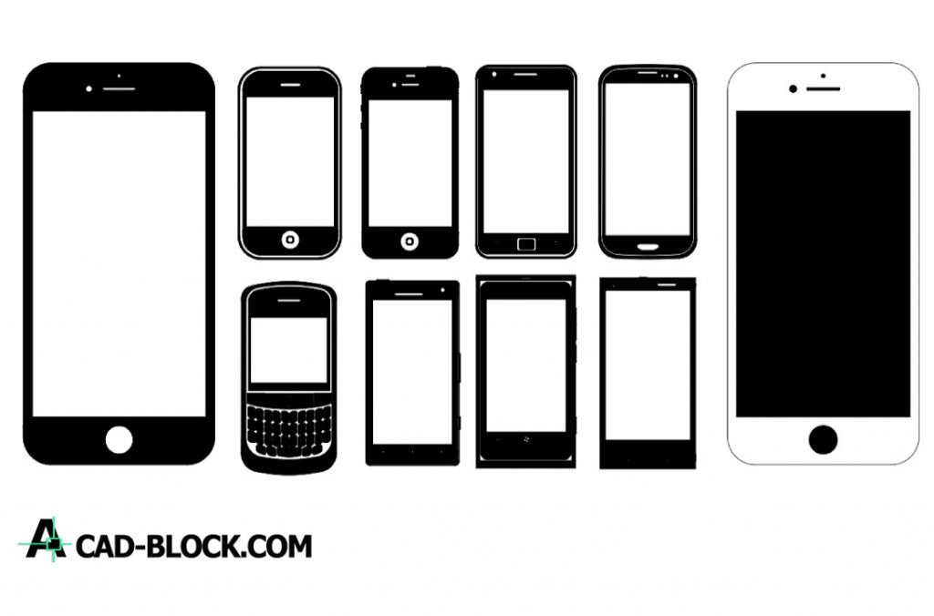 Mobile Phones dwg cad blocks in Autocad
