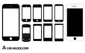 Mobile Phones dwg cad blocks in Autocad