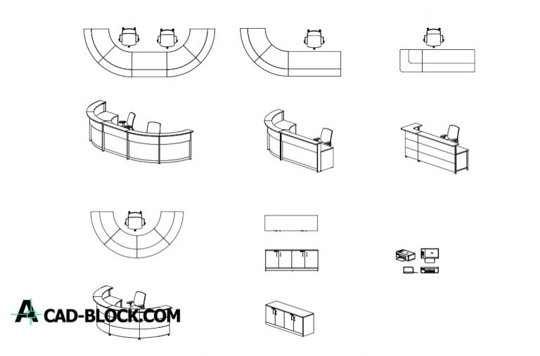 Cad Reception Desks Dwg Free Download Reception Furniture Cad