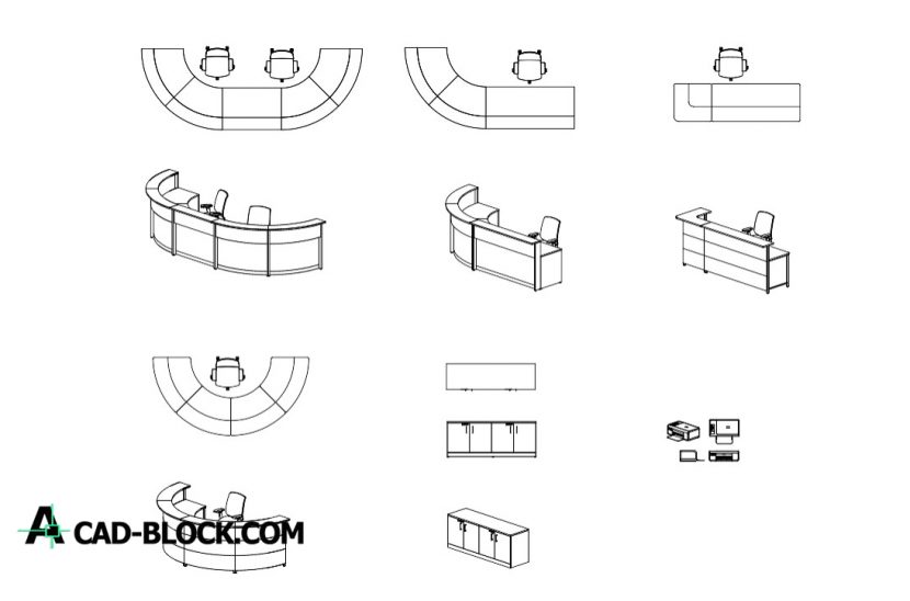 CAD Reception Desks DWG - Free Download Reception Furniture CAD