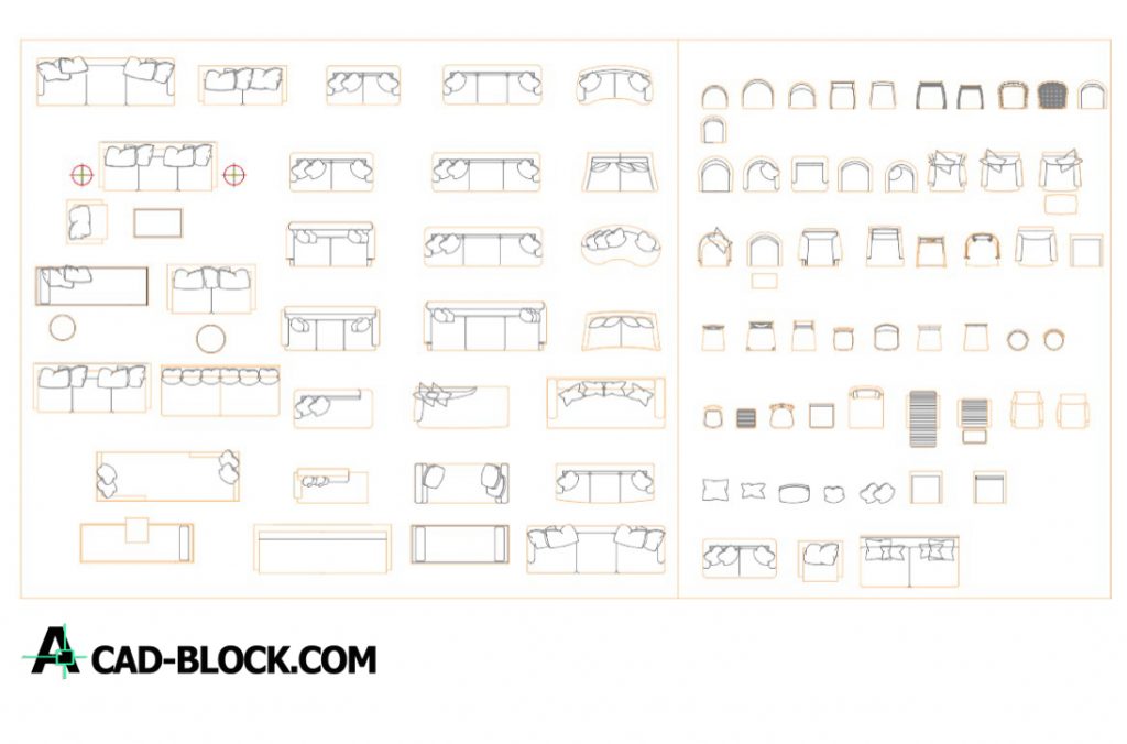 Autocad 2D Blocks | Custom Sofa Blocks | Plan View