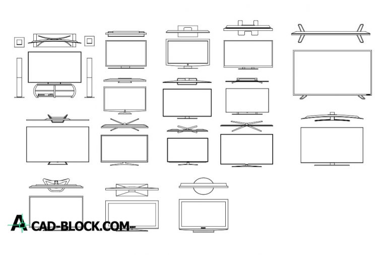 Living Room With Tv Cad Blocks