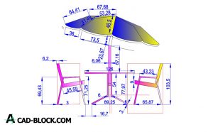 Free Umbrella table dwg for Autocad