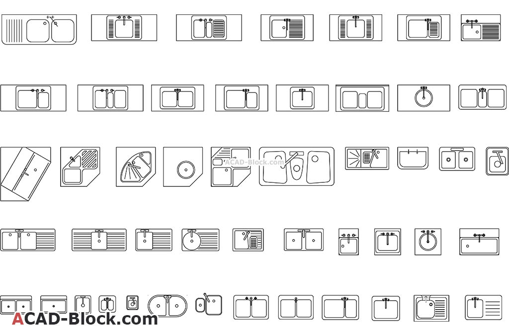 commercial kitchen sink cad block